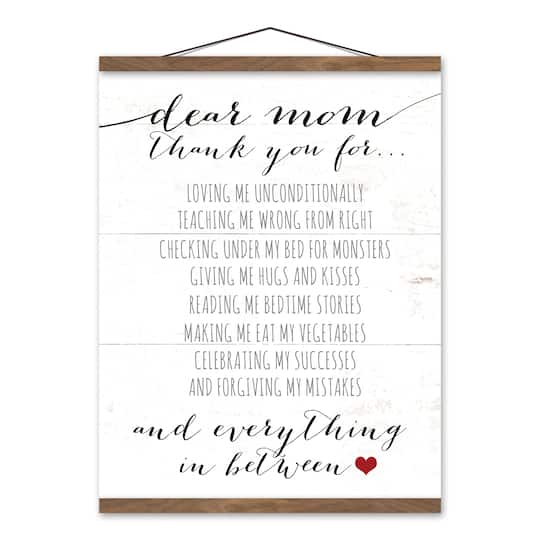 Thank You Mom Teak Hanging Canvas